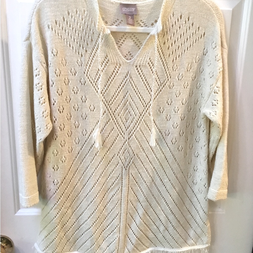 Chico's Cream Knit Sweater Sz 2 (12/14) NWOT